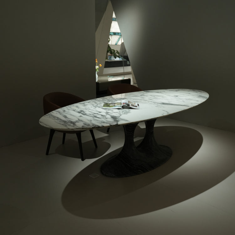 デザイナーズ 大理石ダイニングテーブル 大花ホワイト調 天然石天板 高級ラグジュアリーモダン260cm×110cm jrjj-6802