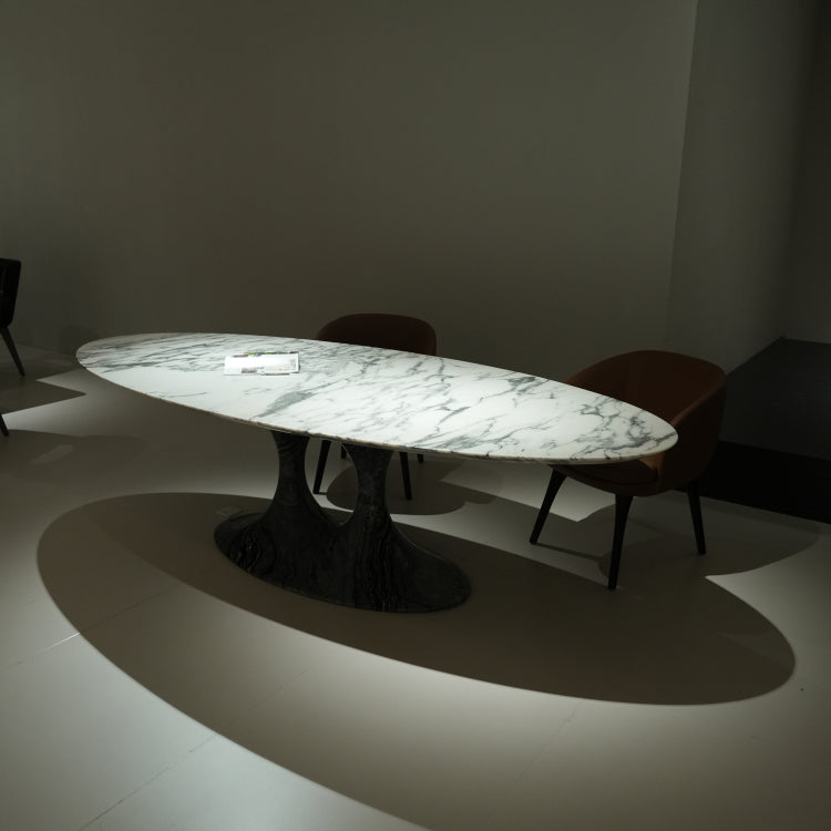 デザイナーズ 大理石ダイニングテーブル 大花ホワイト調 天然石天板 高級ラグジュアリーモダン260cm×110cm jrjj-6802