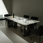 デザイナーズ大理石調ダイニングテーブル　ゴールドピーコック柄の高級アートモダンデザイン240cm×110cm jrjj-6676