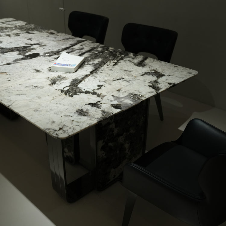 デザイナーズ大理石調ダイニングテーブル　ゴールドピーコック柄の高級アートモダンデザイン240cm×110cm jrjj-6676