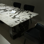 デザイナーズ大理石調ダイニングテーブル　ゴールドピーコック柄の高級アートモダンデザイン240cm×110cm jrjj-6676