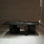 デザイナーズ天然大理石ダイニングテーブル グリーン天板の高級モダンクラフトスタイル250cm×110cm jrjj-6737