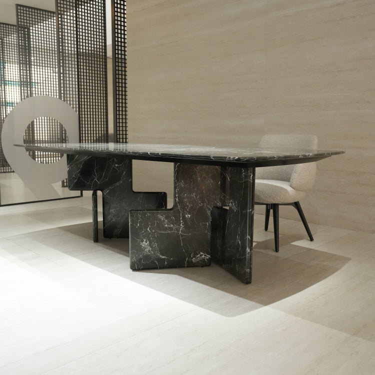 デザイナーズ天然大理石ダイニングテーブル グリーン天板の高級モダンクラフトスタイル250cm×110cm jrjj-6737