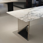 ラグジュアリー 天然大理石テーブル ダイニングテーブル シャンパンゴールド調天板 高級エレガントモダン デザイナーズダイニング180cm 200cm jrjj-6129