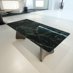 デザイナーズ 大理石ダイニングテーブル グリーンマーブル 天然石天板 高級モダンインテリア jrjj-6689