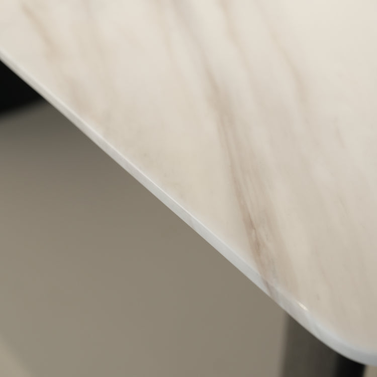 デザイナーズ 大理石ダイニングテーブル ホワイト×ブラック 脚付き 高級モダン リビング・オフィス兼用 jrjj-A05