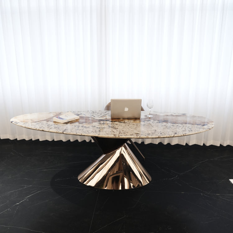 デザイナーズ 大理石ダイニングテーブル エレガントベージュ 天然石天板 高級ラグジュアリーモダン jrjj-6646