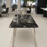 デザイナーズ 大理石ダイニングテーブル ブラック×ホワイト 天然石天板 高級モノトーンインテリア jrjj-6112