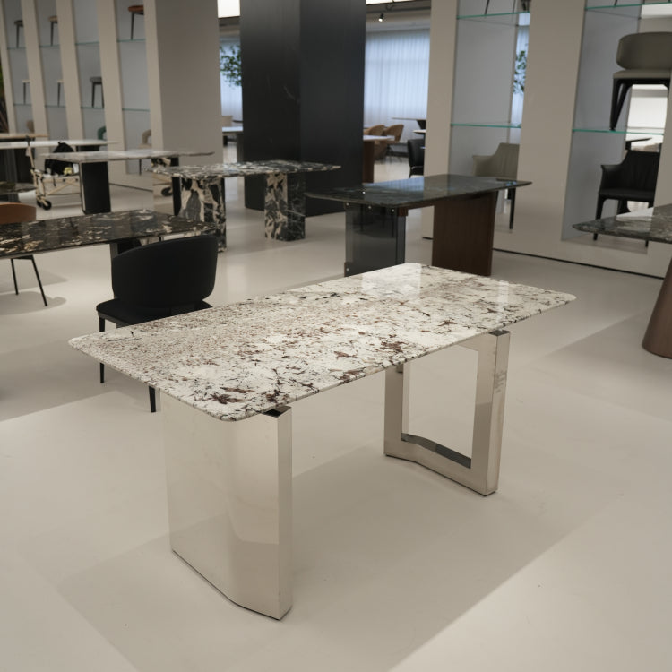 ラグジュアリー 天然大理石テーブル 黒×ゴールド調 ダイニングテーブル 高級モノトーンモダン デザイナーズダイニング180cm 160cm jrjj-6145