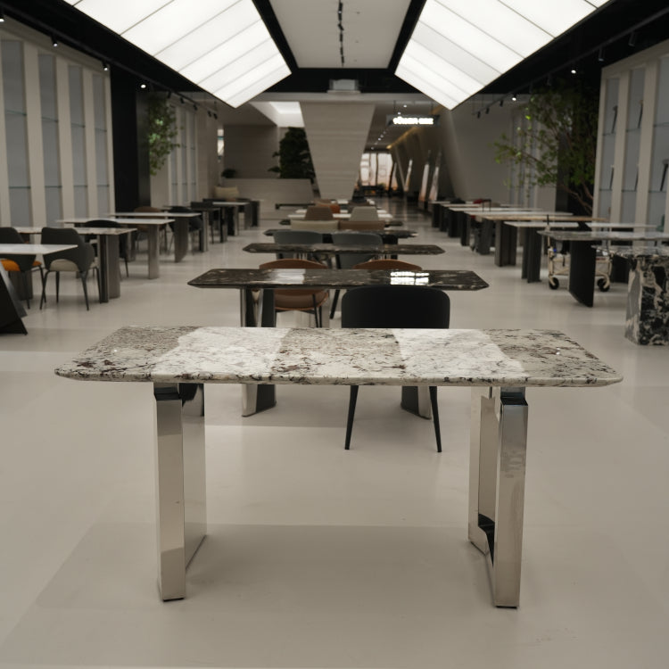 ラグジュアリー 天然大理石テーブル 黒×ゴールド調 ダイニングテーブル 高級モノトーンモダン デザイナーズダイニング180cm 160cm jrjj-6145