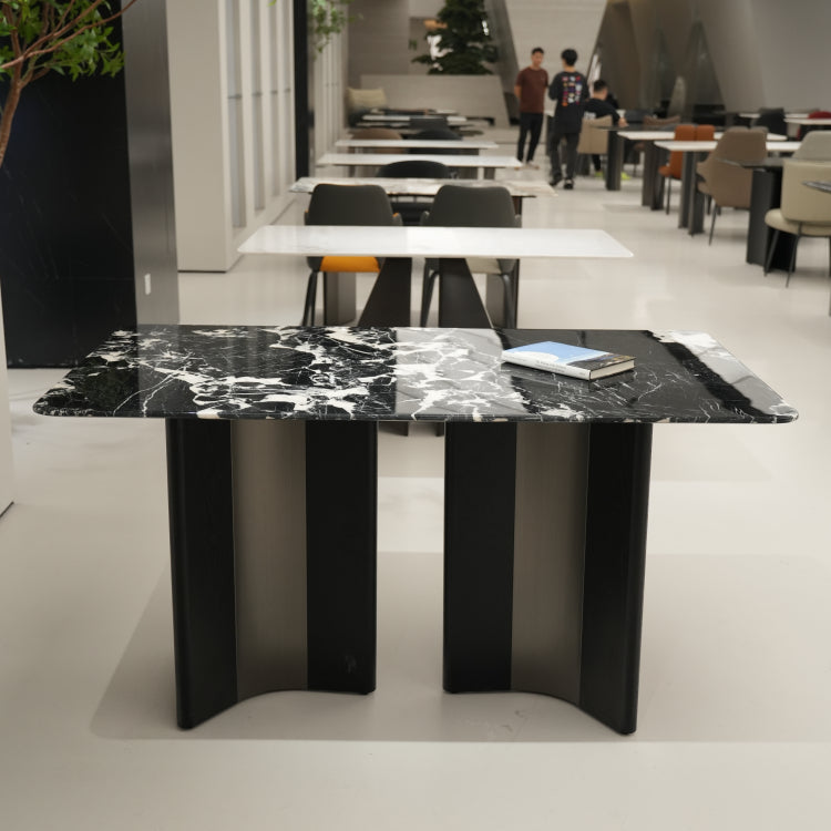 ラグジュアリー 天然大理石テーブル ダイニングテーブル ホワイトストーン調 高級デザイナーズ モダンインテリア180cm 140cm jrjj-6696
