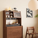 天然木の伸縮式ダイニングテーブルセット 折りたたみチェアと収納一体型サイドボードを備えた北欧調スペースセーブ家具 xmw-01