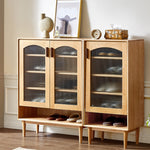 キャビネット ナチュラル ブラウン オーク材 モールガラス ysys-h7091-storage
