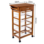 北欧風天然木ストレージワゴン 引き出し収納と多段バスケットを備えたキッチン?リビング兼用ラック jekojeko-01