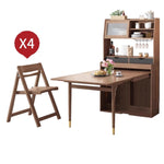 天然木の伸縮式ダイニングテーブルセット 折りたたみチェアと収納一体型サイドボードを備えた北欧調スペースセーブ家具 xmw-01
