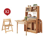 天然木の伸縮式ダイニングテーブルセット 折りたたみチェアと収納一体型サイドボードを備えた北欧調スペースセーブ家具 xmw-01