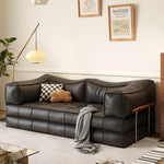 洗えるカバー仕様ソファ　レザー＆ファブリック選択可　北欧モダンデザインの3人掛けローソファ xmw-02