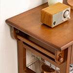 北欧風天然木ストレージワゴン 引き出し収納と多段バスケットを備えたキッチン?リビング兼用ラック jekojeko-01