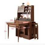 天然木の伸縮式ダイニングテーブルセット 折りたたみチェアと収納一体型サイドボードを備えた北欧調スペースセーブ家具 xmw-01