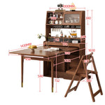 天然木の伸縮式ダイニングテーブルセット 折りたたみチェアと収納一体型サイドボードを備えた北欧調スペースセーブ家具 xmw-01