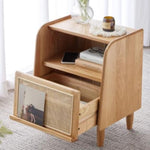 ナイトテーブル ナチュラル オーク材 キリ材 ラタン ysys-e7022-nighttable