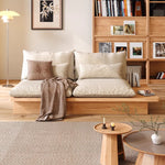実木フレーム 布張り ローソファ 収納付き 175cm 北欧風 ナチュラル リビングソファ 床置きタイプ hns-1171