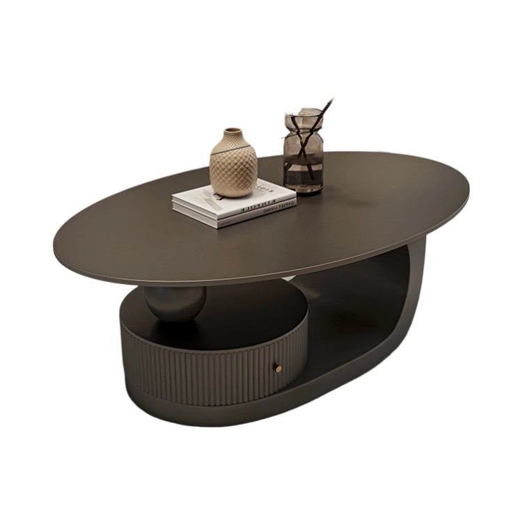 クリエイティブ楕円形 セラミック天板ローテーブル 軽ラグジュアリー モダンミニマルデザイン アートな佇まいで上質なリビングに fel-1945