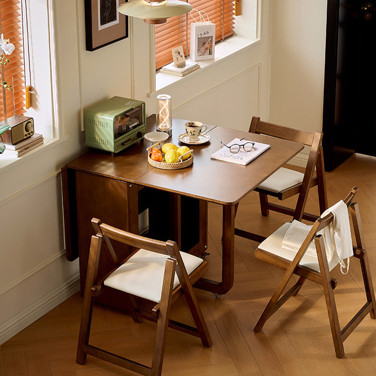 可動式 折りたたみダイニングテーブルセット 140cm 岩板／無垢材天板 収納付き 折りたたみチェア一体型 省スペース zzjjgcd-1139