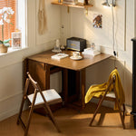 可動式 折りたたみダイニングテーブルセット 140cm 岩板／無垢材天板 収納付き 折りたたみチェア一体型 省スペース zzjjgcd-1139