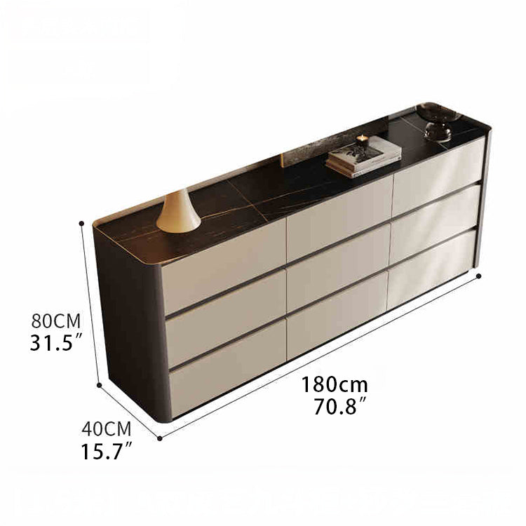 スタイリッシュな多層板キャビネット - セラミック＆合成皮革仕上げのモダン収納家具 fhx-4580