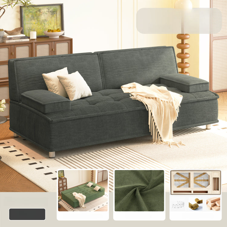 コーデュロイ ソファベッド 折りたたみ式 幅110?200cm｜ロータイプ 2WAY リビング用 おしゃれ モダン コンパクト 寝心地 yyjj-1168