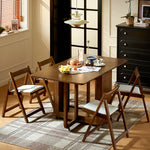 可動式 折りたたみダイニングテーブルセット 140cm 岩板／無垢材天板 収納付き 折りたたみチェア一体型 省スペース zzjjgcd-1139