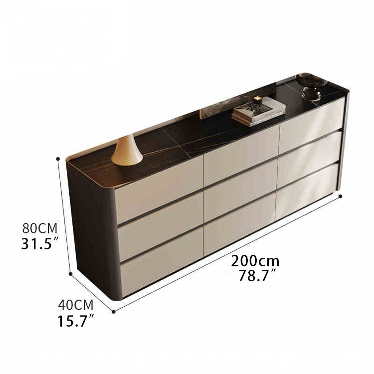 スタイリッシュな多層板キャビネット - セラミック＆合成皮革仕上げのモダン収納家具 fhx-4580