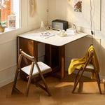 可動式 折りたたみダイニングテーブルセット 140cm 岩板／無垢材天板 収納付き 折りたたみチェア一体型 省スペース zzjjgcd-1139