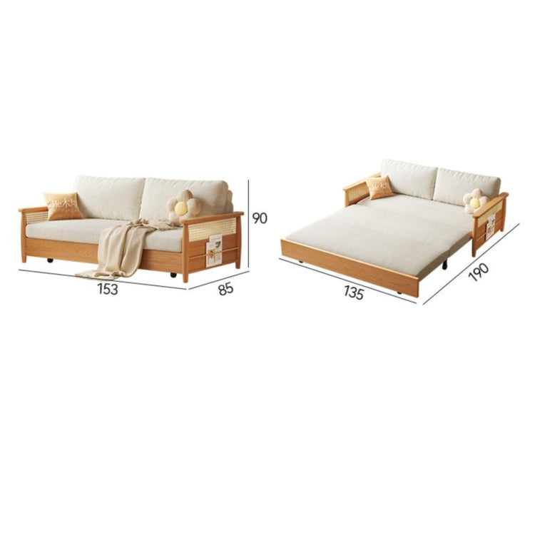 木製フレーム ソファベッド｜収納棚付き キャスター付き 省スペース対応 ナチュラルデザイン hemw-6300