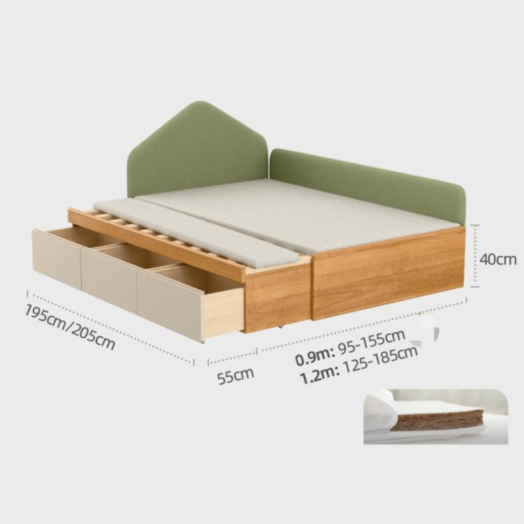 伸縮式キッズベッド 天然木無垢材 幅調整可能 収納引き出し付き tsh-112-17