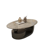 クリエイティブ楕円形 セラミック天板ローテーブル 軽ラグジュアリー モダンミニマルデザイン アートな佇まいで上質なリビングに fel-1945