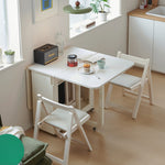 可動式 折りたたみダイニングテーブルセット 140cm 岩板／無垢材天板 収納付き 折りたたみチェア一体型 省スペース zzjjgcd-1139