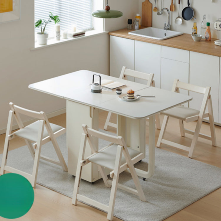 可動式 折りたたみダイニングテーブルセット 140cm 岩板／無垢材天板 収納付き 折りたたみチェア一体型 省スペース zzjjgcd-1139
