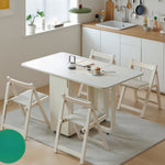 可動式 折りたたみダイニングテーブルセット 140cm 岩板／無垢材天板 収納付き 折りたたみチェア一体型 省スペース zzjjgcd-1139