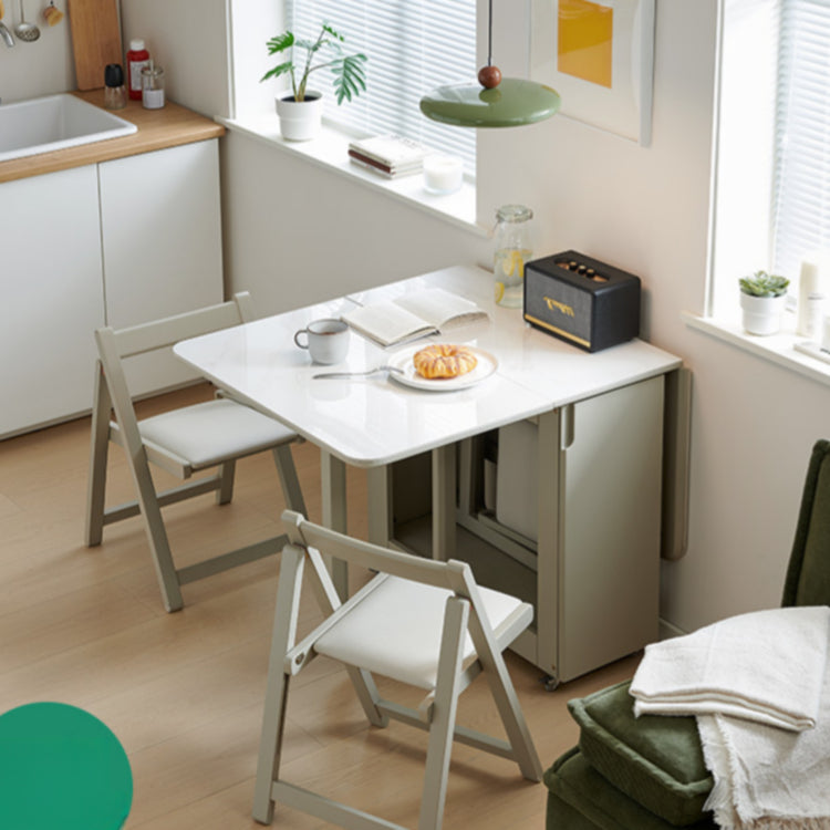 可動式 折りたたみダイニングテーブルセット 140cm 岩板／無垢材天板 収納付き 折りたたみチェア一体型 省スペース zzjjgcd-1139