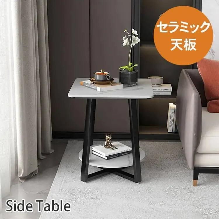 センターテーブル ホワイト グレー セラミック スチール cr-001-bj-table