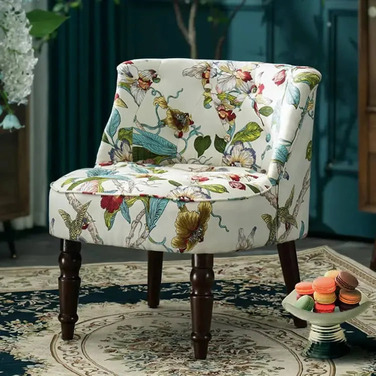 ソファー 花柄ーブルー 幾何柄 オーク材 パイン材 綿麻生地 dlo-008-sofa