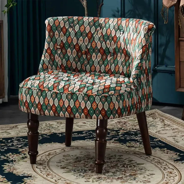 ソファー 花柄ーブルー 幾何柄 オーク材 パイン材 綿麻生地 dlo-008-sofa