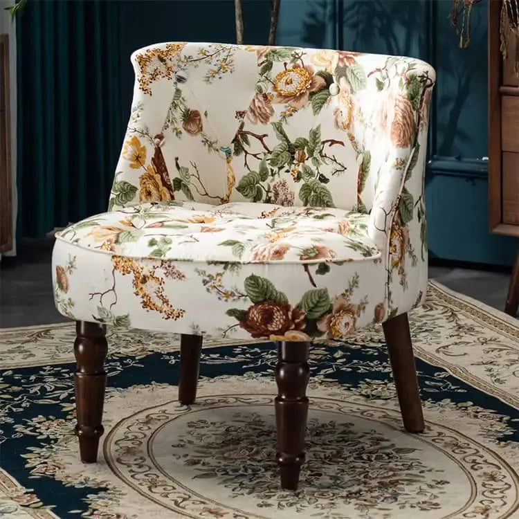 ソファー 花柄ーブルー 幾何柄 オーク材 パイン材 綿麻生地 dlo-008-sofa