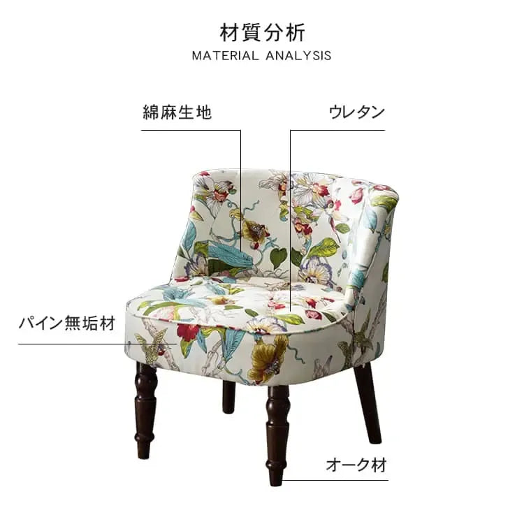 ソファー 花柄ーブルー 幾何柄 オーク材 パイン材 綿麻生地 dlo-008-sofa