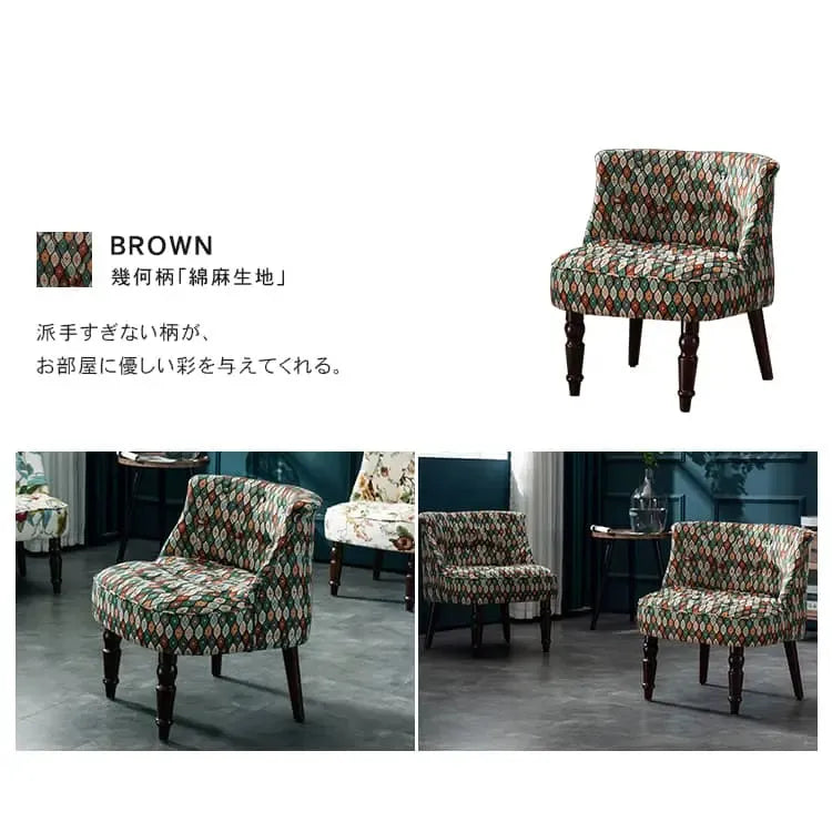 ソファー 花柄ーブルー 幾何柄 オーク材 パイン材 綿麻生地 dlo-008-sofa