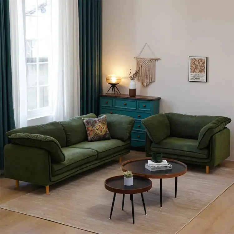 ソファー グリーン ブラウン 無垢材 ファブリック dlo-012-sofa