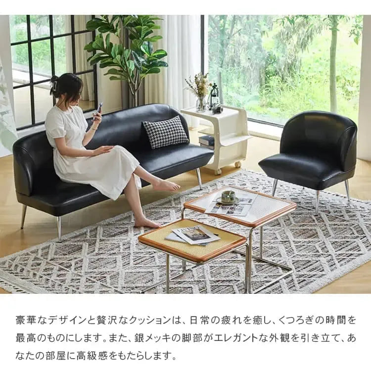 ソファー ブラック オレンジ グリーン 合成皮革 スチール シリコンフィル 天然木 dlo-020