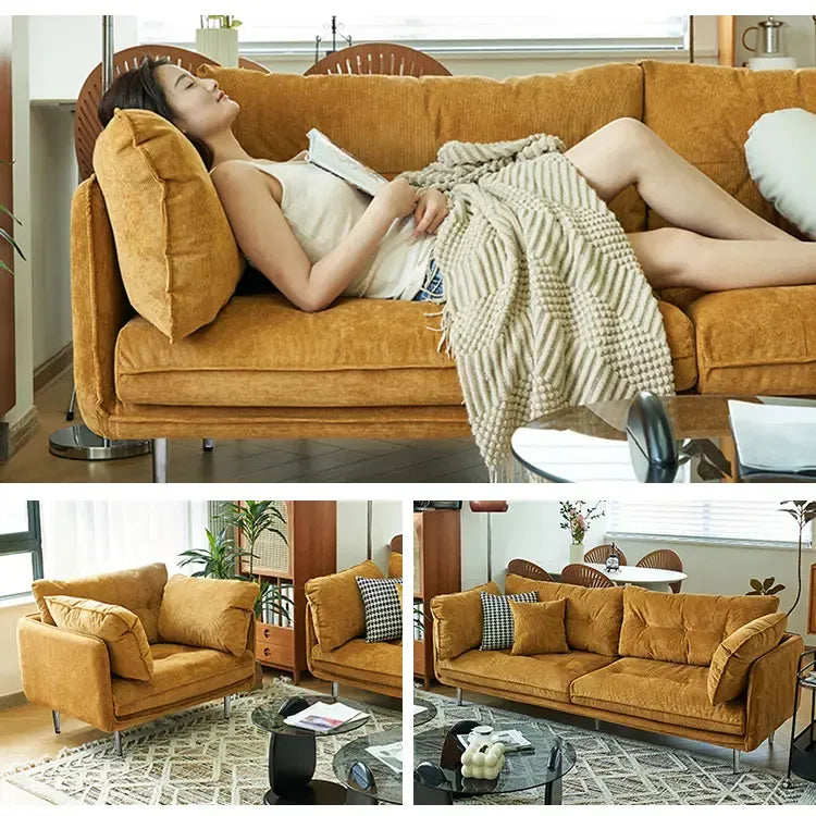 ソファー イエロー ベージュ グリーン グレー ブラウン ブラック コーデュロイ スチール シリコンフィル 天然木 dlo-025